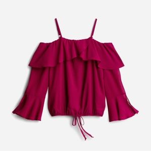 Fortune Ivy Cheray Cold Shoulder Blouse - Dark Pink - Size M - New